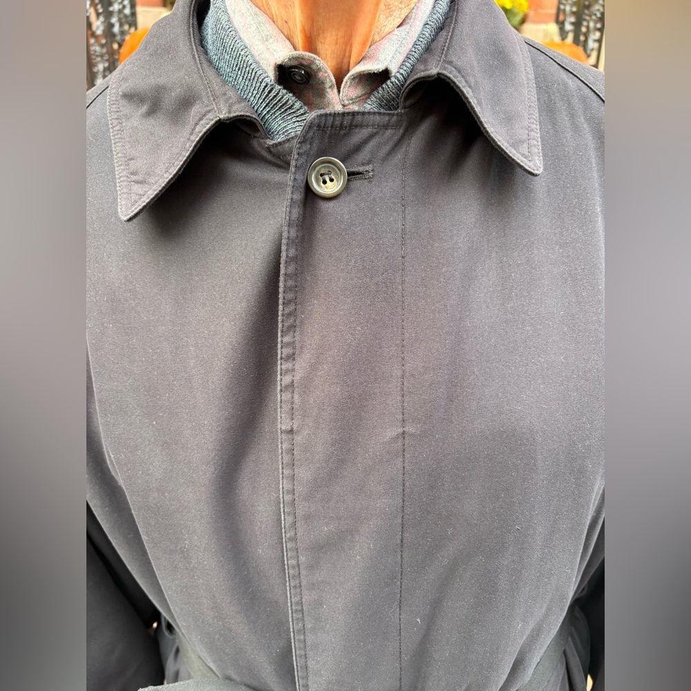 Bloomingdale’s for Men Vintage Black Trench Coat Zip-out Wool Lining 42S - Picture 7 of 15